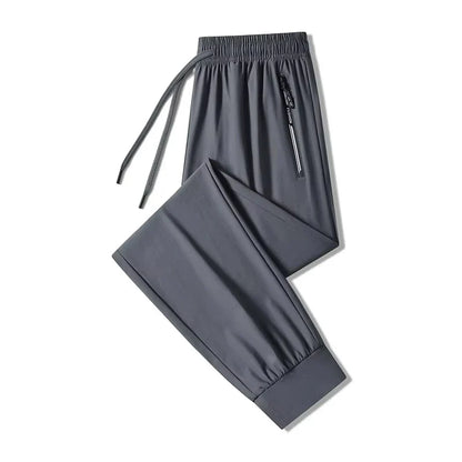 Plus Size 8xl 7xl 6xl Men Sports Pants Quick-Drying Men Trousers Joggers Sportswear Solid Sweatpants Male Elastic Ice Silk Pant