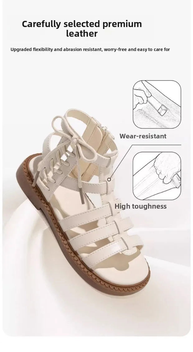 2026 Children Sandals High-top Kids Girls Sandals Baby Sandals High Quality Flat Cut-Outs Beach Sandals