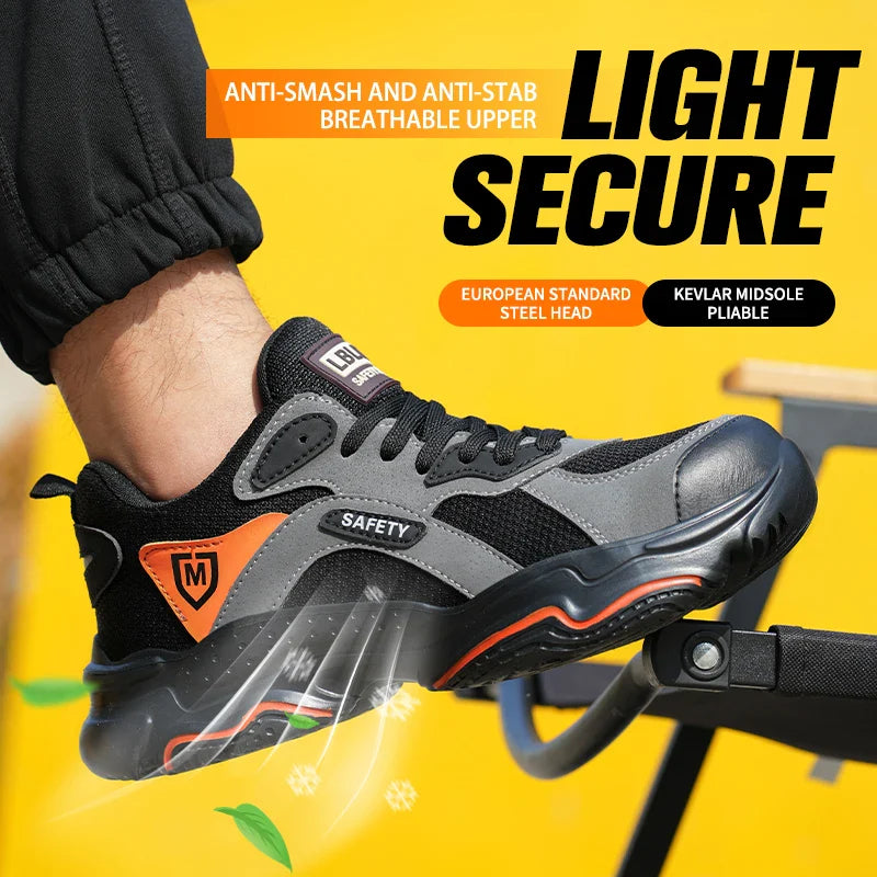 Lightweight Safety Shoes Men Work Shoes Steel Toe Cap Working Boots Sneakers Man Anti Puncture Breathable Sport Work Footwear