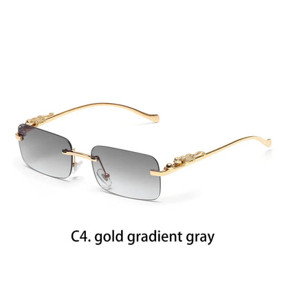 rimless sunglasses UV400 fashion square metal glasses for men women designer man's brand sun glasses shades for outdoor