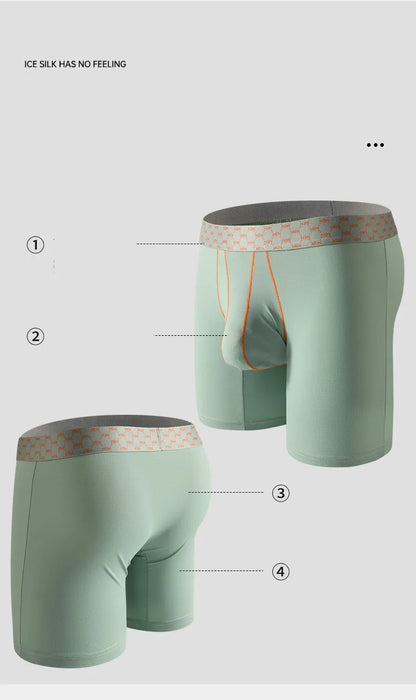Mens Underwear Ice Silk Boxer Shorts Homme Ropa Breathable U Convex Pouch Panites Man Nylon Middle Waist Underpant Cueca M-XXL