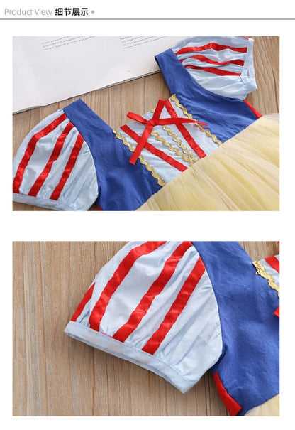 Girls' Snow White Dress Summer Style Little Girl's Frozen Fluffy Mesh Birthday Dress Skirt