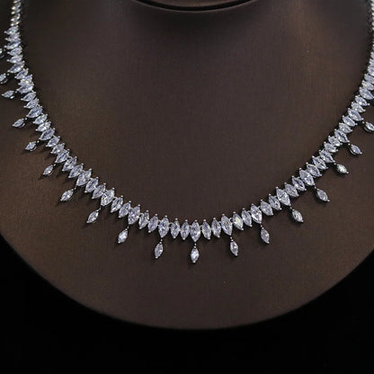 New CZ Simple Earring Necklace For Women Elegant Bridal Wedding Jewelry Set Bridesmaid Dinner Party Accessories， Gifts X0477