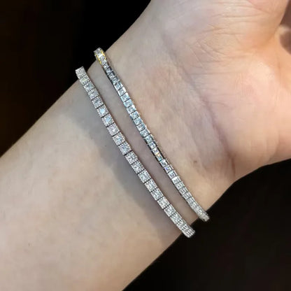 Princess Cut Full 1.5mm 2mm D Color Moissanite Tennis Bracelet for Women Man 925 Silver Pass Diamond Test Link Bracelets