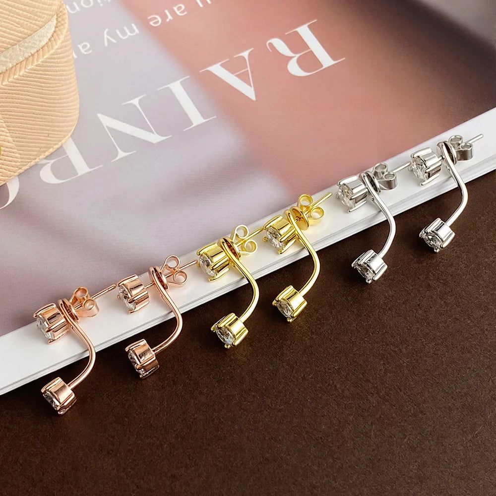 2 Stone Pear Cut Moissanite Stud Earrings for Women S925 Silver 2cttw All Lab Diamond Earring Pierced Ear Fine Jewelry Gift
