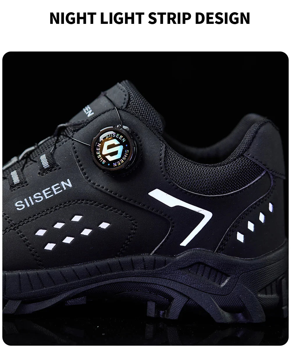 Steel Toe Safety Shoes for Men - Puncture Proof, Slip Resistant & Durable Work Boots for Construction, Outdoor Industrial Use