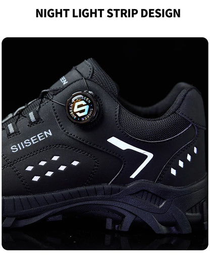Steel Toe Safety Shoes for Men - Puncture Proof, Slip Resistant & Durable Work Boots for Construction, Outdoor Industrial Use