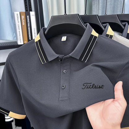 Brand Design Men's Lapel Short Sleeve Polo Shirt Summer New Arrival Letter Print T-Shirt Casual Business Fashion Men's Clothing