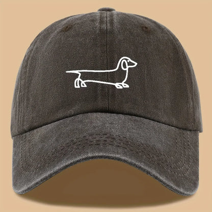 Simple dog print baseball cap, versatile for both men and women, suitable for outdoor travel as a hat for pet enthusiasts