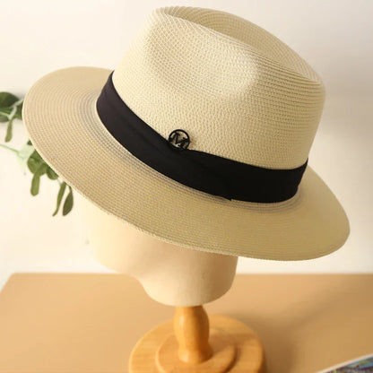 Big Size XL 63cm Travel Panama Jazz Straw Hat Summer Sun Hats for Women Men Wedding  Wide Brim Fedora Straw Beach Hat UV UPF 50+