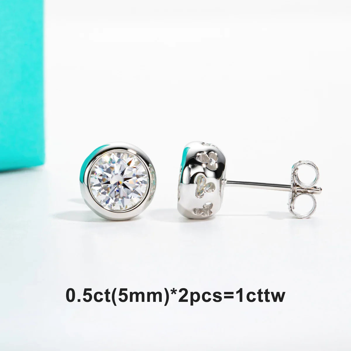 D Color Moissanite Bezel Stud Earrings 18K Gold Plated Pendant Necklace 925 Sterling Silver Jewelry Set Customs Jewelry