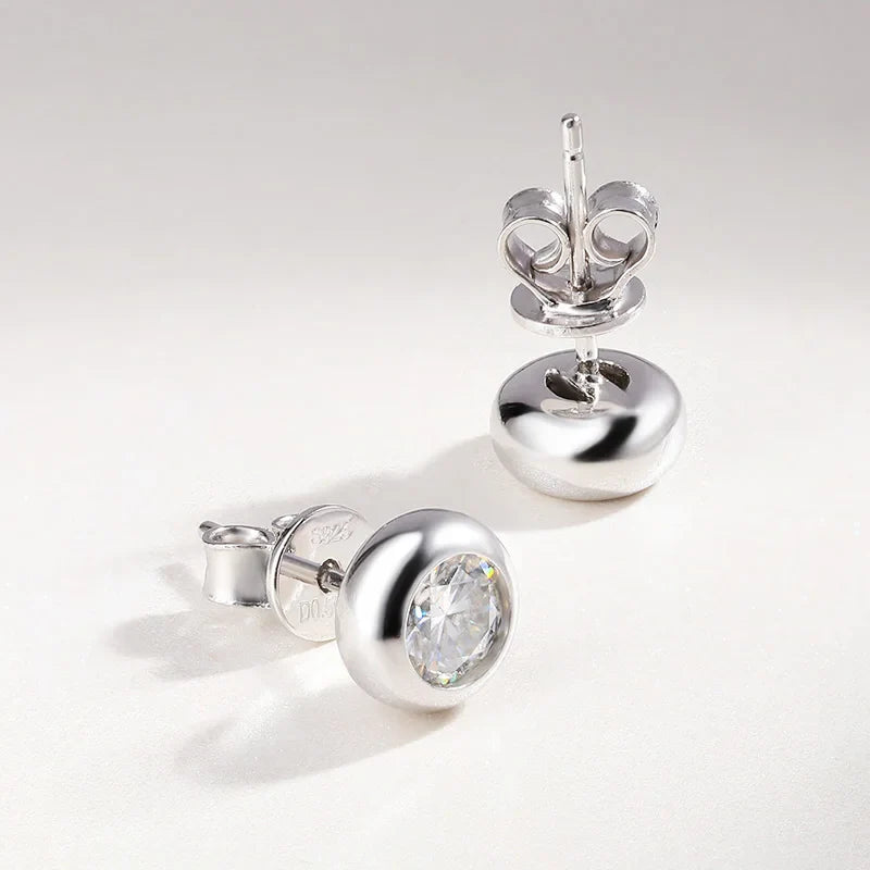 0.3/0.5 Carat Round Moissanite Diamond Stud Earrings For Women S925 Sterling Silver Pendientes Wedding Party Fine Jewelry