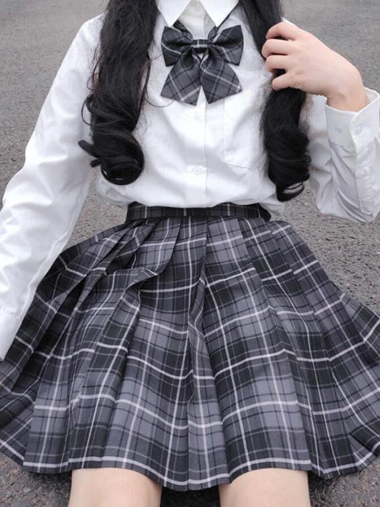 Plaid Women Pleated Skirt Bow Knot Summer High Waist Preppy Girls Dance Mini Skirt Cute A Line Harajuku Sexy Japan Faldas