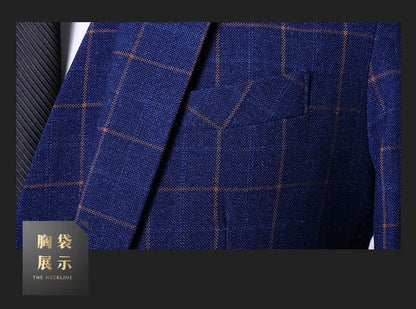 Blazer Vest Pants  Boutique Plaid Men's Formal Groom Wedding Dress Slim Suit 3Pcs or 2Pcs Men's Casual Business Suit Tuxedo