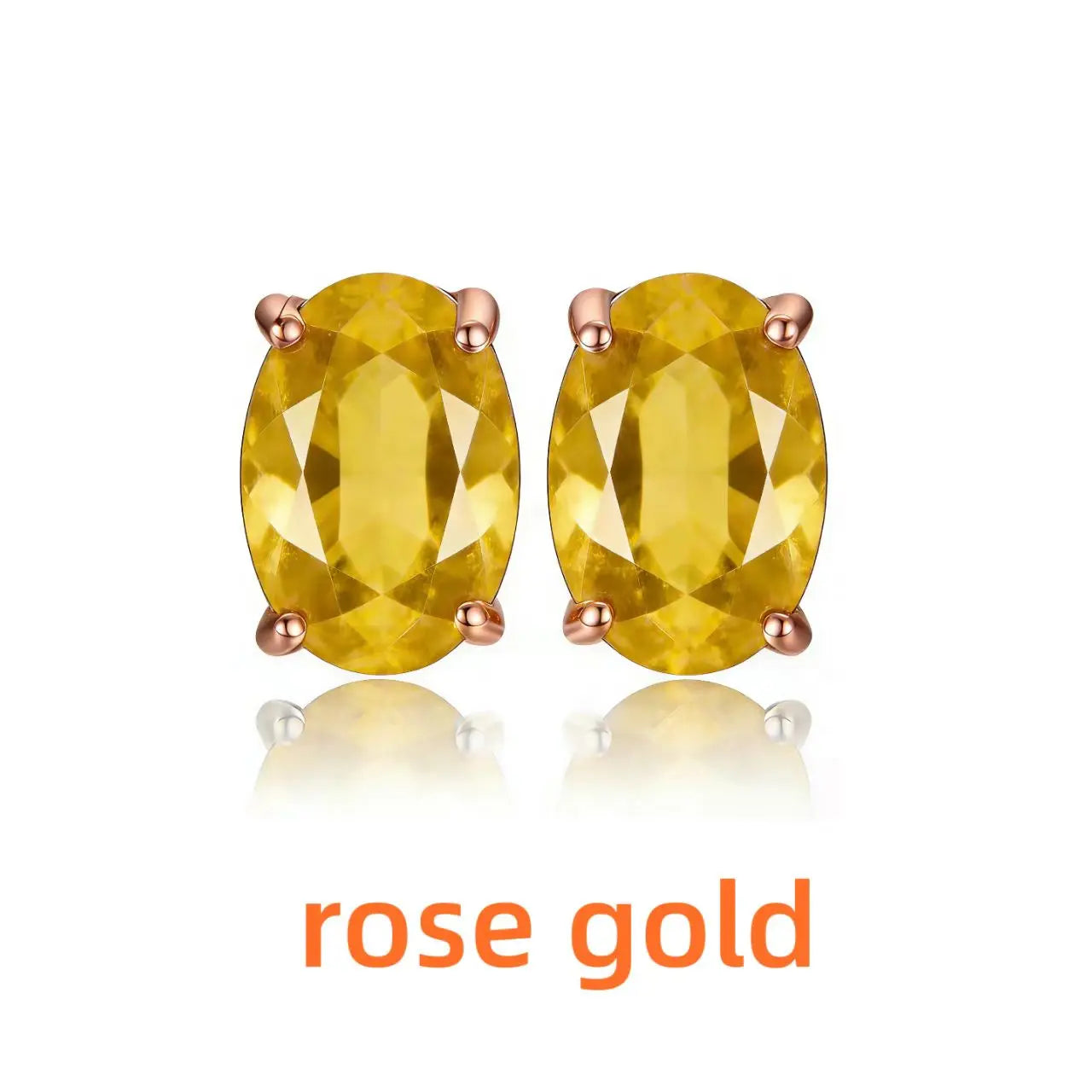 Rose Gold Yellow Gold Plated Oval Natural Amethyst Citrine Garnet Topaz Peridot 925 Sterling Silver Earrings for Women