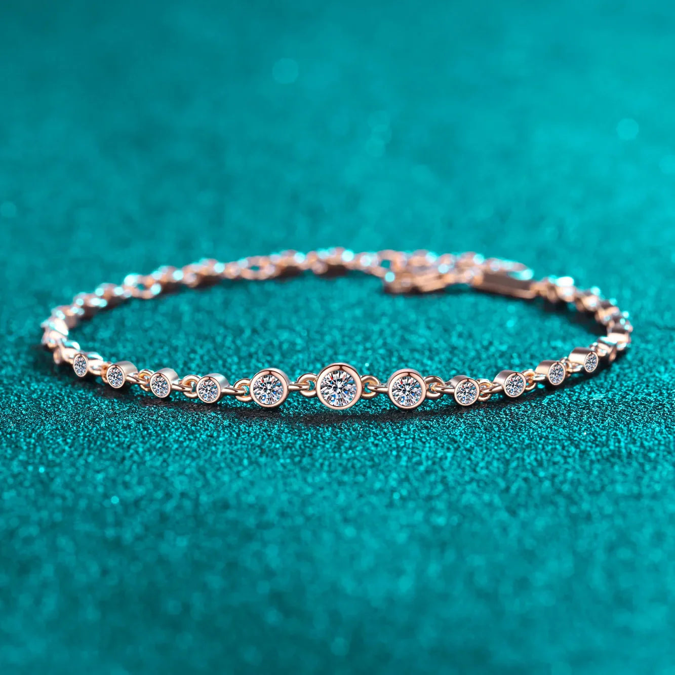 Round Bezel 0.87cttw Full D Color Moissanite Diamond Bracelet For Women 925 Silver GRA Certified 19cm Link Bracelets Gift