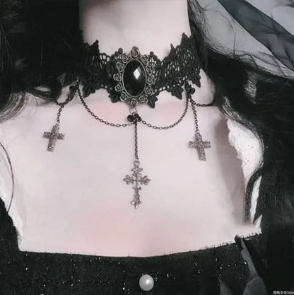Punk Black Sexy Lace Chokers Necklace For Women Fashion Retro Clavicle Chain Halloween Collar Choker Steampunk Gifts