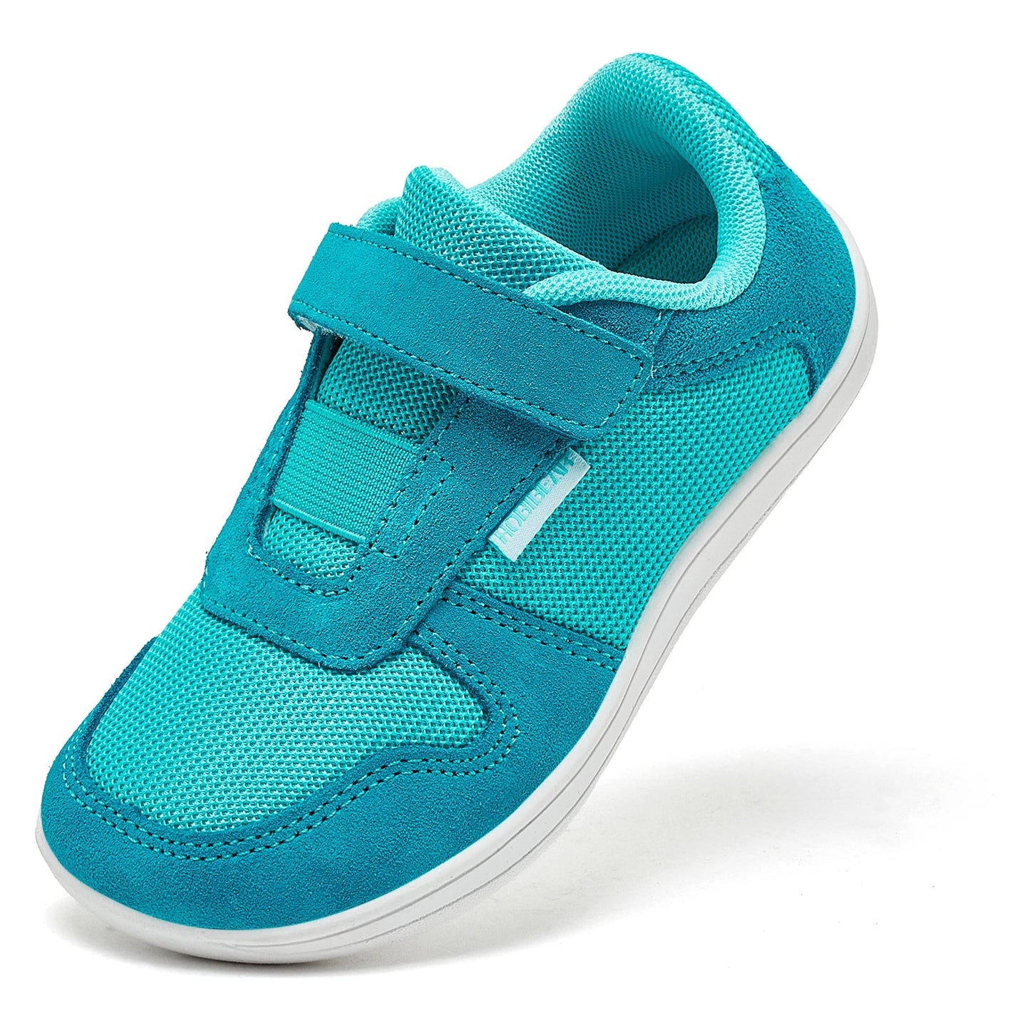 Kids Wide Toe Barefoot Shoes Little/Big/Kid Hook Loop Minimalist Sneakers Artificial Leather Mesh Lightweight Shoes