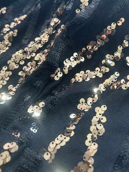 Black Gold Sequined Evening Gown for Women Elegant Full Sleeved Padded Long Prom Dresses Navy Green