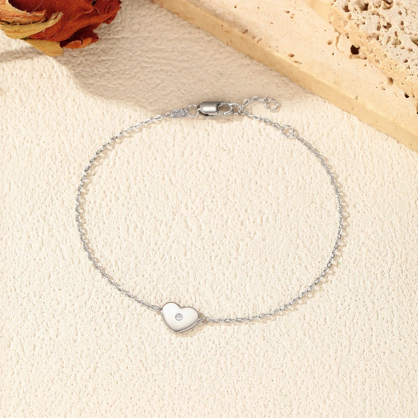 D Color Moissanite Bracelet 925 Sterling Silver Simple Heart Daily Link Chain Bracelet For Women Fine Jewelry With Box