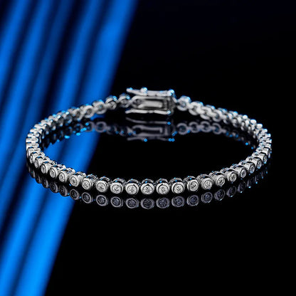 2mm Moissanite Tennis Bracelet for Woman Men Hip Hop Chain with GRA 100% Sterling Sliver 18k White Gold Plated Bracelet