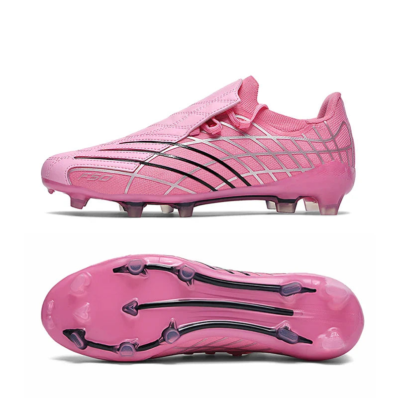 Pink-f50 Professional Mens Football Boots Boys Training Studded Fast Soccer Cleats Outdoor Non Slip Football Shoes Man 35-45
