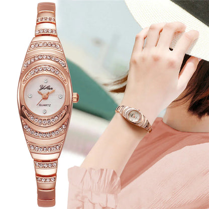 Elegant Women Watches Fashion Rhinestone Ladies Quartz Watch Bracelet Wristwatches Reloj Mujer（Without Box）