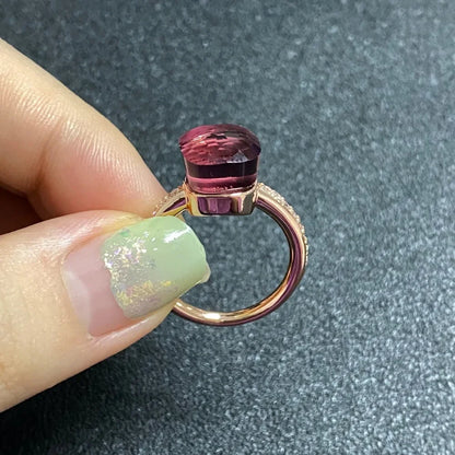 Ladies Square Candy Ring Slim Single Row Zircon Crystal Ring Platinum Plated Amethyst Jewelry Party Gift for Women