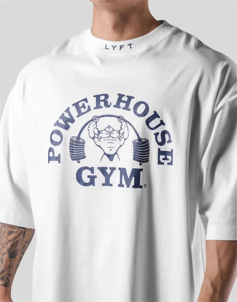 LYFT Jointly Men Running Sports Cotton T-shirt Gym Fitness Bodybuilding Loose Print Shirt Summer Male Jogging Training Tee Tops