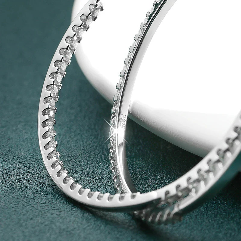 2.88/6.5cttw Full Moissanite Hoop Earrings for Women Big Size 2.5mm Stone Sparkling Diamond Earing Silver 925 Jewelry GRA