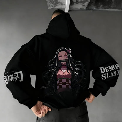 Men's Hoodie Sweatshirt Kamado Nezuko Anime Spring Autumn Winter Boy Harajuku Long-sleeved Parent-child Outfit