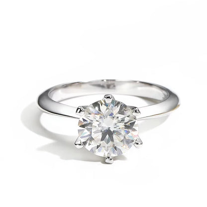 D VVS Moissanite Rings for Women 6 Prong Classic Trendy Solitaire Engagement Wedding Band GRA Certified 925 Sliver Ring
