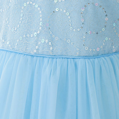 Summer Flower Bridesmaids Party Girls Dress Elegant Sequin Tulle Wedding Princess Prom Dresses for Girl Birthday Evening Costume