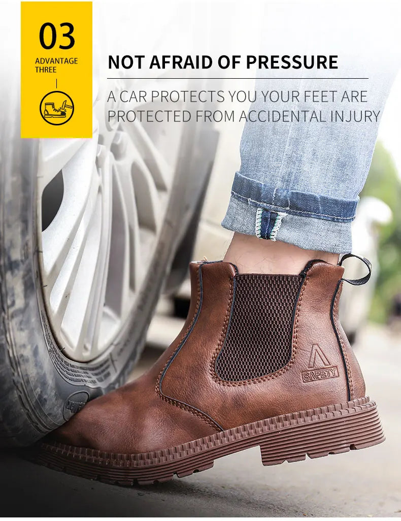 Men Women  Lerther Work Boots Indestructible Safety Shoes Steel Toe Puncture-Proof Work Sneakers Male Work Shoes