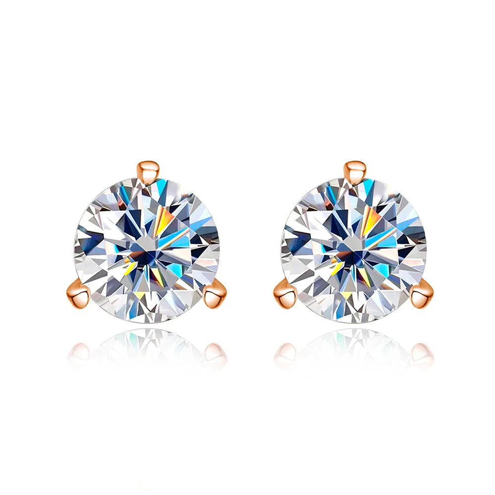 D VVS1 Round Moissanite Earring 3 Prongs Setting Classic Trendy Women Man Fine Jewelry GRA Certified 925 Sliver Earring