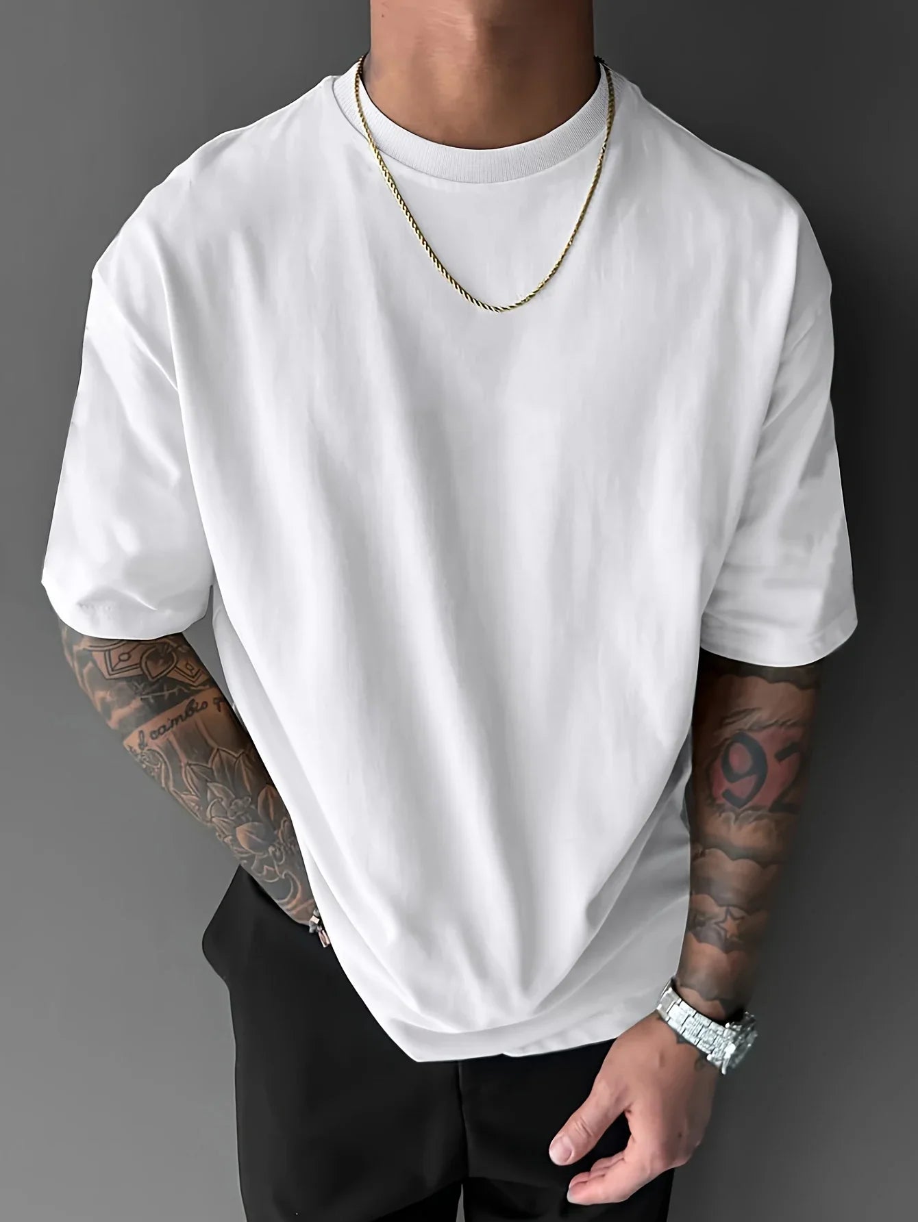Men's summer 100% pure cotton fashionable casual loose Japanese samurai sword pattern printed round neck short sleeved T-shirt