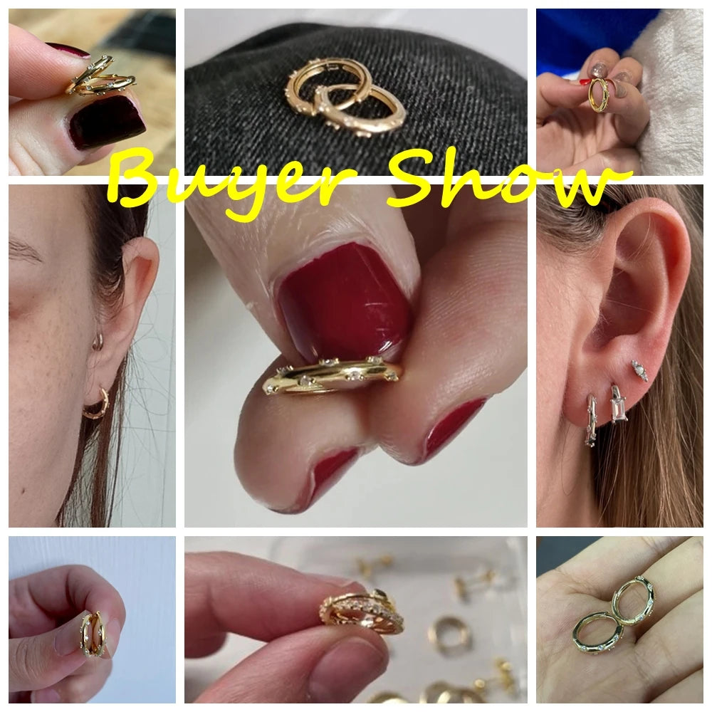 925 Sterling Silver Glossy Hoop Earrings Gold Color Tiny Cartilage Piercing Small Huggie Earring Fine Jewelry Accessories