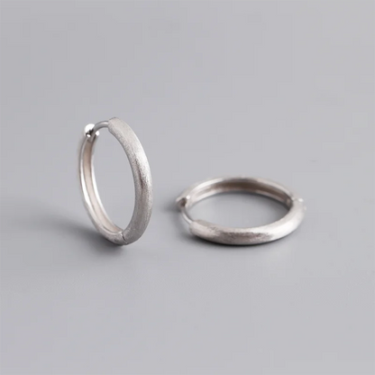 925 Sterling Silver Minimalist Matte Gothic Unisex Huggies Ear Hoop Earrings for Women Men Piercing Ear Buckle Jewelry