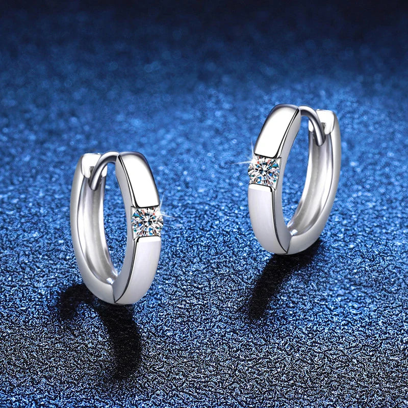 3mm Moissanite Hoop Earrings for Women Lab Diamond 925 Sterling Silver with White Gold Plated Earring Wedding Jewelry