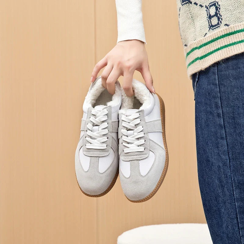 Women's Sneakers 2026 New Genuine Leather Ladies Moral Training Shoes Casual Spring Flat Shoes Women
