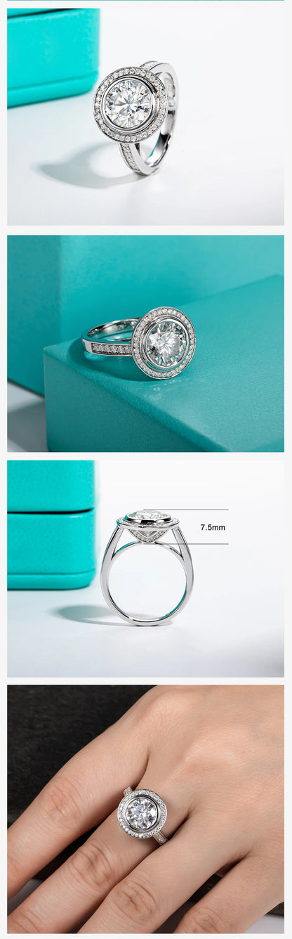 3ct D Color Moissanite Halo Engagement Wedding Ring 925 Sterling Silver Rings For Women Jewelry Wholesale