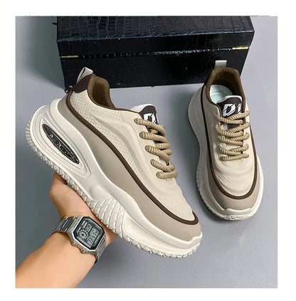 Tênis Esportivo Casual Masculino, Tênis de Skate Moderno com Sola Grossa, Calçados Masculinos Confortáveis e da Moda Adequados para Uso ao Ar Livre