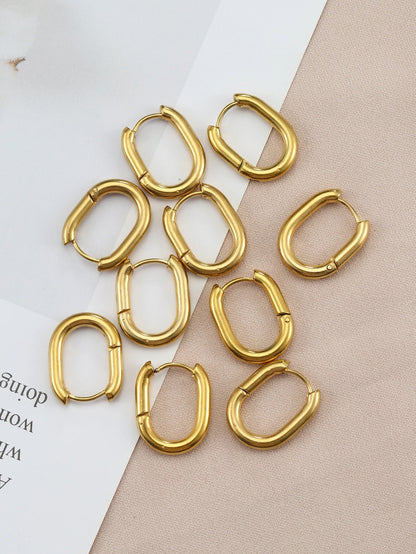 10pcs Stainless Steel Thick Wire Hoop Earrings Punk Hiphop Huggie Piercing