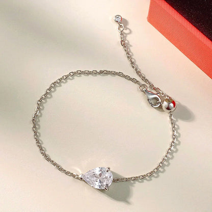 2CT Water Drop Moissanite Bracelet Can Pass Diamond Test 100% S925 Silver Plated 18K Gold Adjustable chain for Women