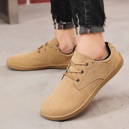 Men's Sneakers With Wide Toe Nose Feet Minimalist Cow Suede Leather Upper Casual Man Shoes Footwear For Woman