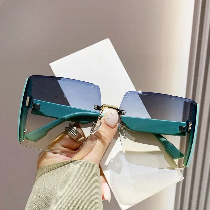 Women Fashion Rimless Beach Gradient Sunglass Original Lady Retro UV400 Eyeglasses