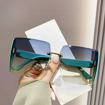 Women Fashion Rimless Beach Gradient Sunglass Original Lady Retro UV400 Eyeglasses