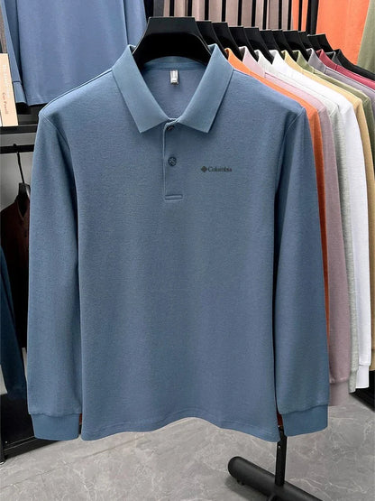High end brand Polo shirt long sleeved fashionable printed men's top spring 100% cotton skin friendly comfortable casual T-shirt