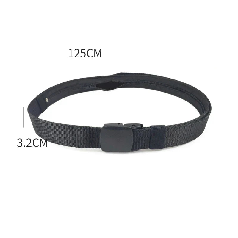 Travel Cash Anti Theft Belt Waist Bag Women Portable Hidden Money Strap Belt Wallet Waist Pack Men Secret Hiding Belt 125cm