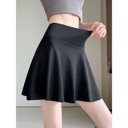 Women Summer Fake Two Pieces Sports Skirt Anti-Chafing Anti-Slip Tennis Badminton Yoga Skirt Pleated White Mini Skirt  Running